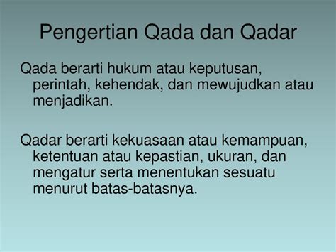 Mendeskripsikan Pengertian Qada Qadar Dan Takdir Dengan Benar Contoh