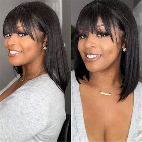 Realistic Yaki Straight Bob With Bangs Minimalist Undetectable Lace Wig