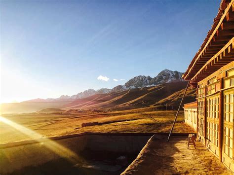 Sunrise in a remote part of Tibet at a small monastery, where a kind ...