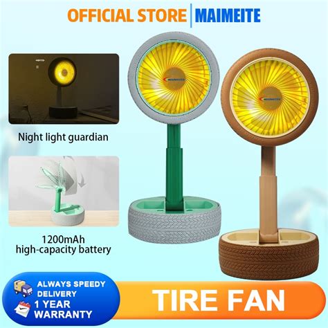 MAIMEITE Rechargeable Telescopic Fan Portable Tire Folding Night Light