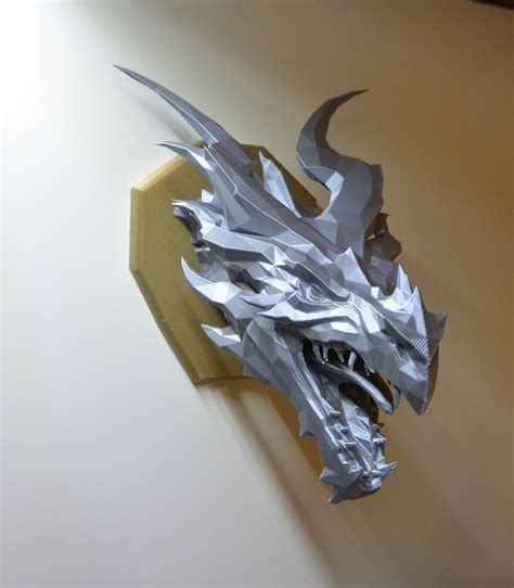 Free STL File Skyrim Alduin Dragon Wall Trophy 3D Printing Model To