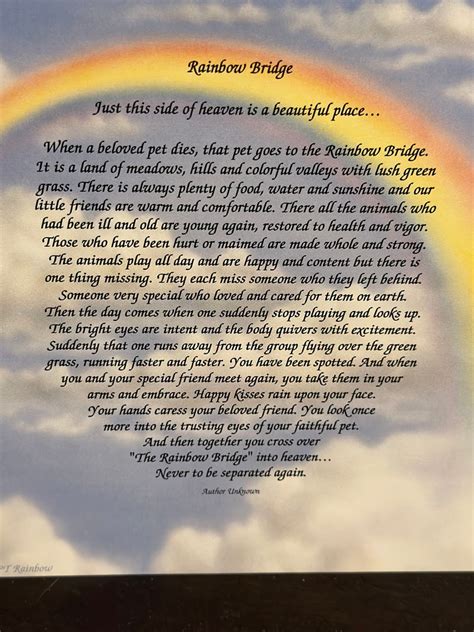 Rainbow Bridge Poem . Pet Memorial . Pet Loss Gift . Rainbow RB2020 - Etsy