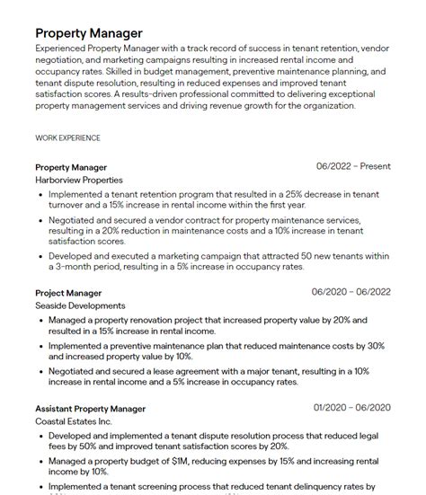 8 Property Manager Resume Examples With Guidance