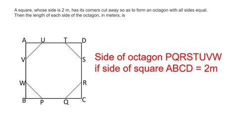 Side Of Octagon Formed By Cutting The Corners Of A Sqaure Youtube