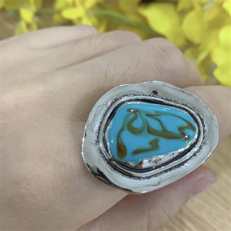 Unique Turquoise Geometric Jewelry Ring Women Vintage - Temu United Kingdom
