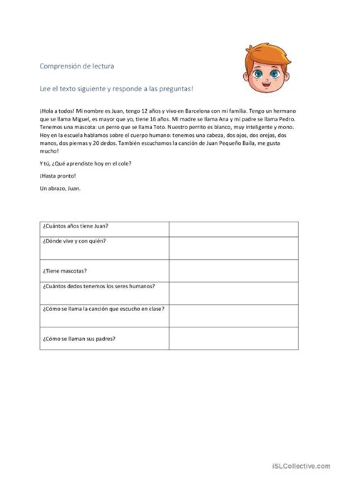 El Cuerpo Comprensi N Lector English Esl Worksheets Pdf Doc