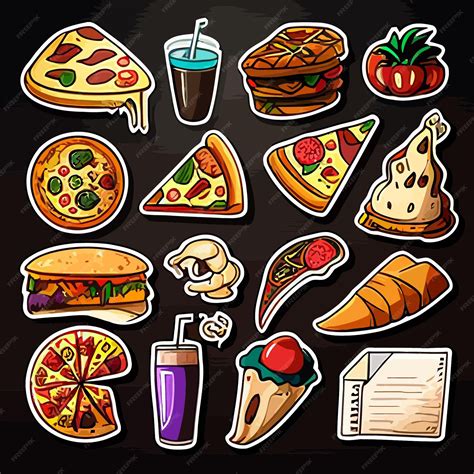 Premium Vector Food Sticker Set Vector