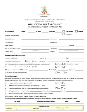 Fillable Online Files Sthildas Qld Edu Application For Enrolment