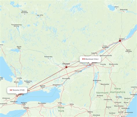 All Flight Routes From Toronto To Montreal Yyz To Yul Flight Routes