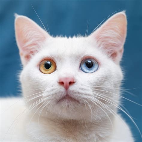 White Cat With Green And Blue Eyes