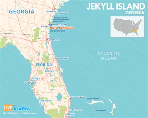 Map Of Jekyll Island Georgia Live Beaches