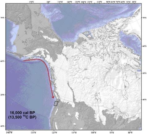 Map Showing The Glacial Extent Of The Cordilleran And Laurentide Ice