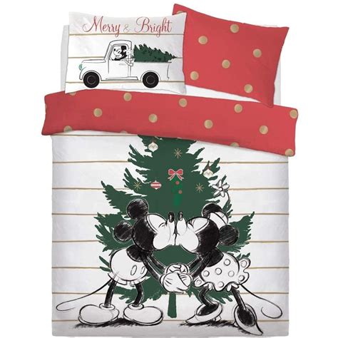 Disney Mistletoe Kisses Mickey And Minnie Double Duvet Set Uygun