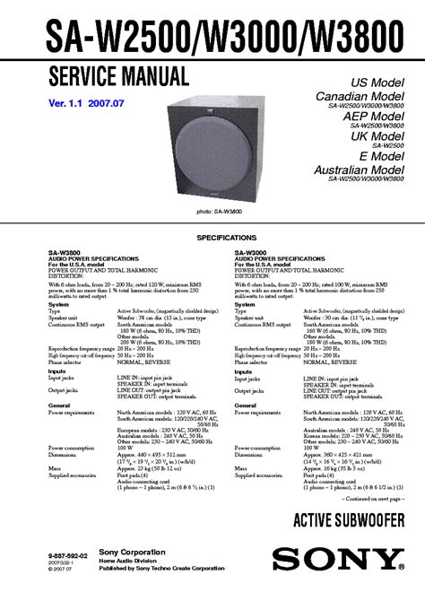 Infrequent Sound Sex Tex Technology Sony Sa W Active Subwoofer