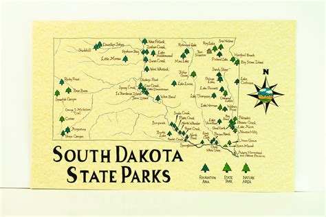 South Dakota State Parks Map 11x17 - Etsy