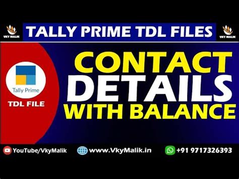 Contact Details With Balance TDL File In Tally Prime Tally Prime Free