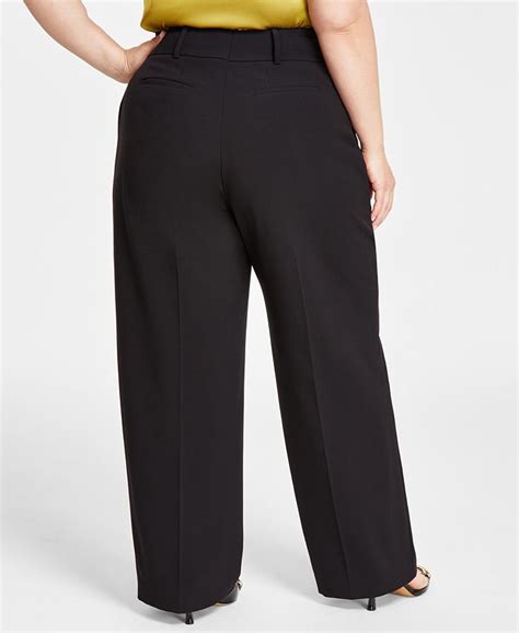 Bar Iii Plus Size Solid Pleat Front Wide Leg Pants Created For Macy S Macy S