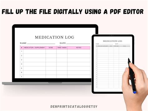 Printable Medication Log Ready To Print Medication Log Chart Etsy