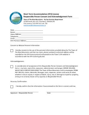 Fillable Online Sta Responsible Person Consent And Acknowledgement Form