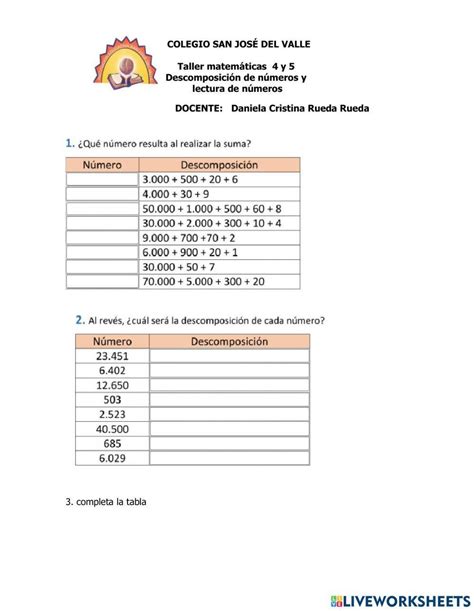 Descomposición Y Lectura De Números 813026