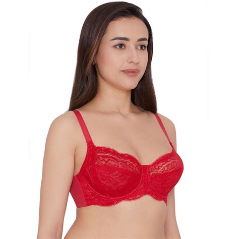 Wacoal India Essential Non Padded Wired Full Cup Lace Bra Red Buy