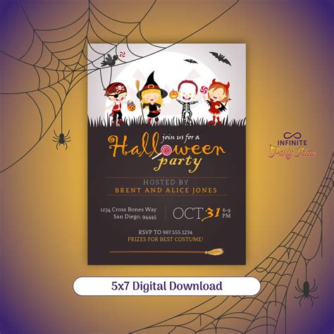 Halloween Kids Party Invitation, Halloween Invitation, Halloween Party ...