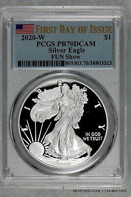 PCGS PR70 DCAM FDOI 2020 W PROOF AMERICAN SILVER EAGLE 1 1oz ASE FUN