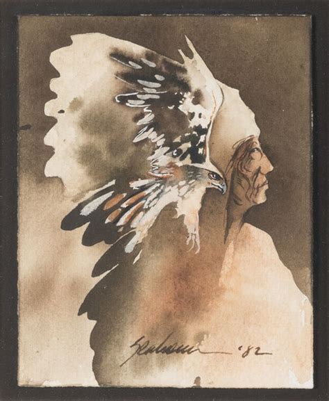 Bert Seabourn B 1931 High Hawk Watercolor 65 X 5 Signed Lower