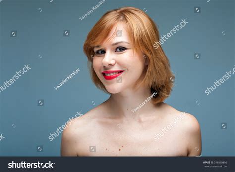 Woman Portrait Naked Studio Gray Background Stock Photo 346819805 Shutterstock