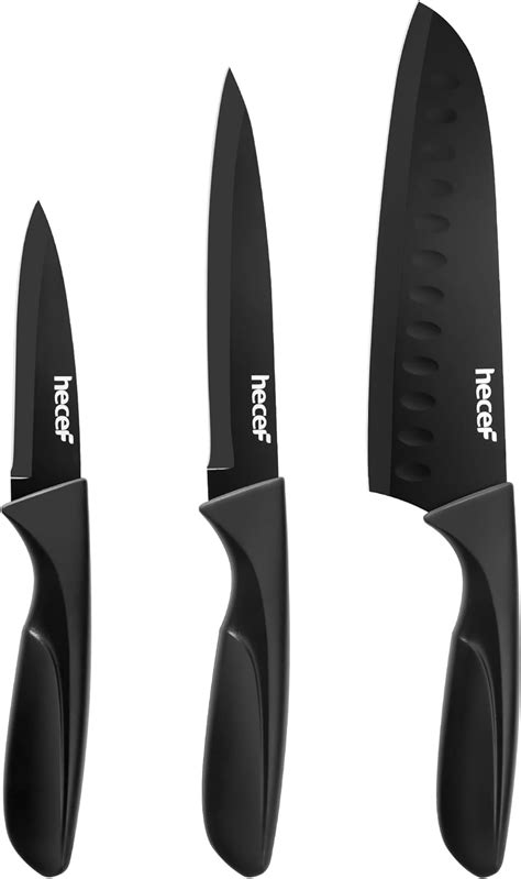 Hecef Knife Set Of Sharp Kitchen Knives With Non Stick Coated Blade