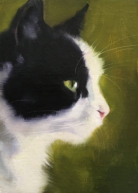 Adopt356 By Katya Minkina Oil 7 X 5 Black Cat Painting Cat Art