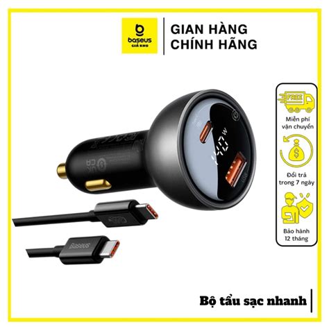 Bộ Sạc Ô Tô Baseus Digital Display Pd3 1 Dual U C Sạc Nhanh 140W