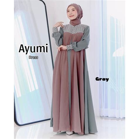 Jual Vallina Outfit Ayumi Dress Gamis Maxy Wanita Muslim Ceruty