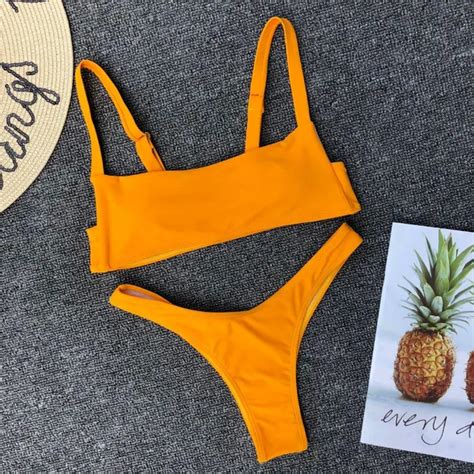 2018 Sexy Bikini Set Solid Color Swimsuit Brazilian Bikinis Summer