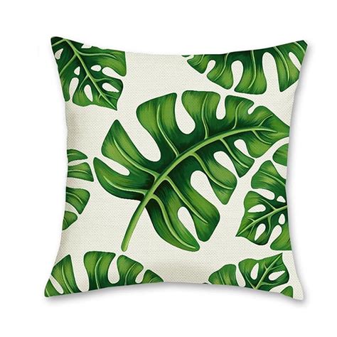 Tropical Leaves Throw Pillow Covers X Inch Green Palm Leaf