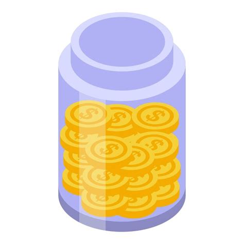 Premium Vector Isometric Savings Jar Full Of Coins