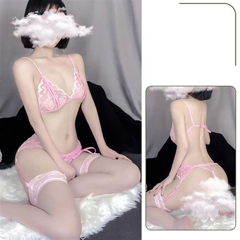 Jual Lingerie Sexy Renda Open Crotch G String Bra Transparan Garter