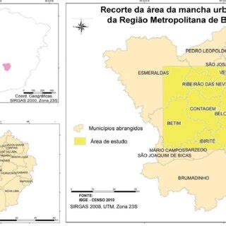 Localiza O Da Rea De Estudo Rmbh Em Minas Gerais Munic Pios Que