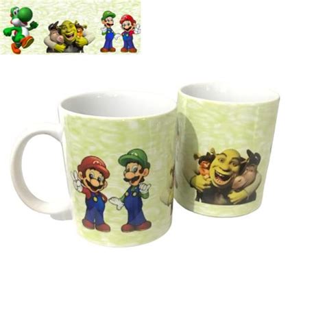 Caneca personalizada Mario Bros Luigi e Shrek Cerâmica Prime