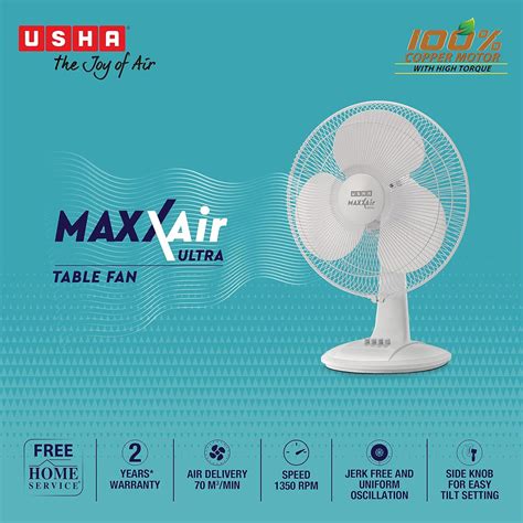 Buy Usha Maxx Air Ultra 400mm 3 Blade Thermal Overload Protector Table