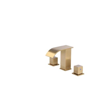 Aleasha Waterfall 8 In Widespread Double Handle Bathroom Faucet In Gold Al 2c61g The Home Depot