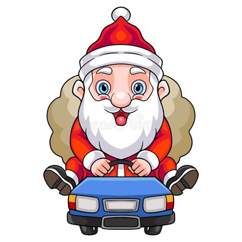 Cartoon Santa Claus Driving A Car To Send Ts Stock Illustration