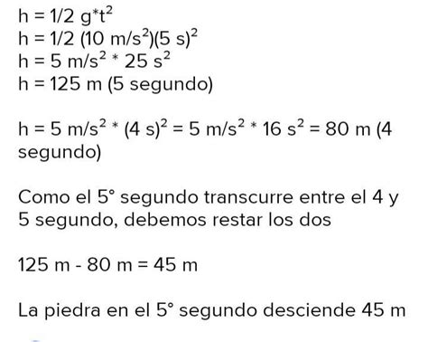 Una Piedra Es Abandonada Y Cae Libremente Que Distancia Logra
