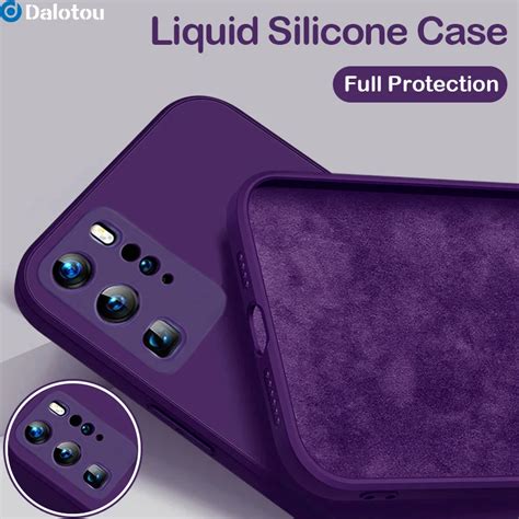 Capa De Silicone L Quido Quadrada Original Para Huawei Capa Macia P50