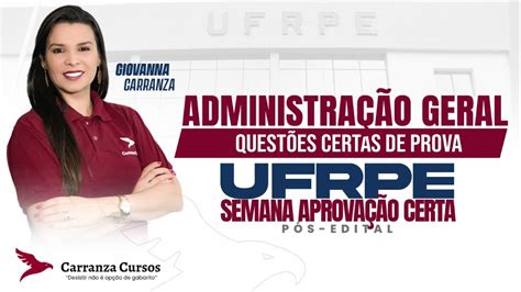 UFRPE Administração Geral Questões de Prova Revisão Intensiva