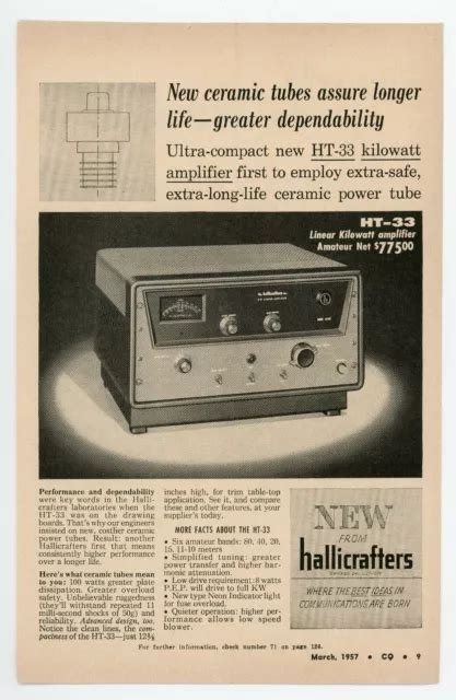 Cq Ham Radio Magazine Ad Hallicrafters Ht 33 Amplificateur Linéaire