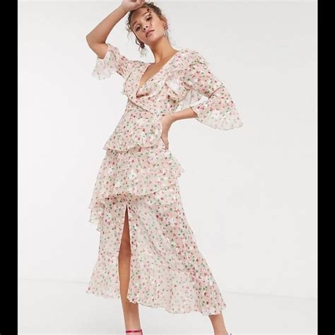 Asos Dresses Asos Dark Pink London Maxi Dress Ditzy Floral Print