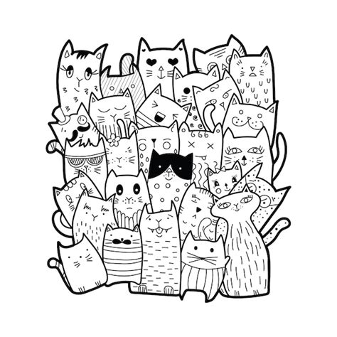 Premium Vector | Cute cats, doodle style.