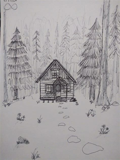 Little Cabin In The Woods, House In The Woods, Art Drawings Sketches ...