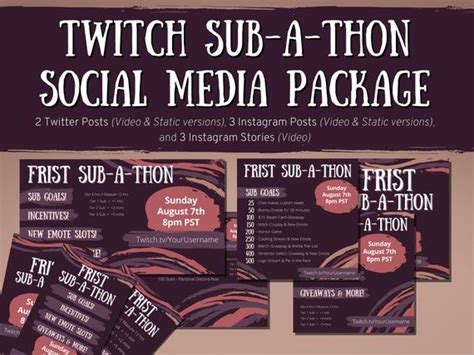 Twitch Subathon Social Media Package Twitch Event Social Etsy